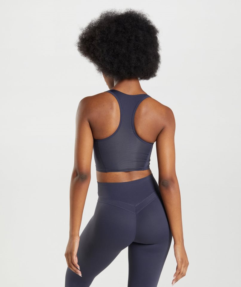 Podkoszulki Gymshark Whitney Crop Damskie Granatowe | PL 186BUM